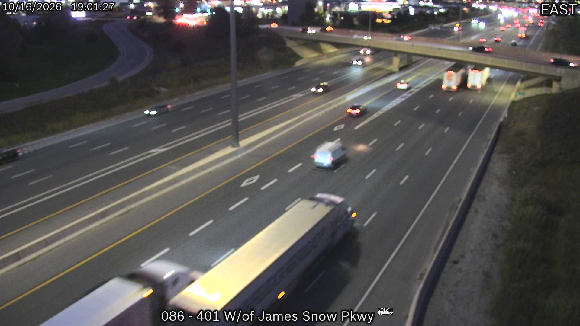 Highway 401 West of James Snow Parkway - Live Traffic Cameras in Canada